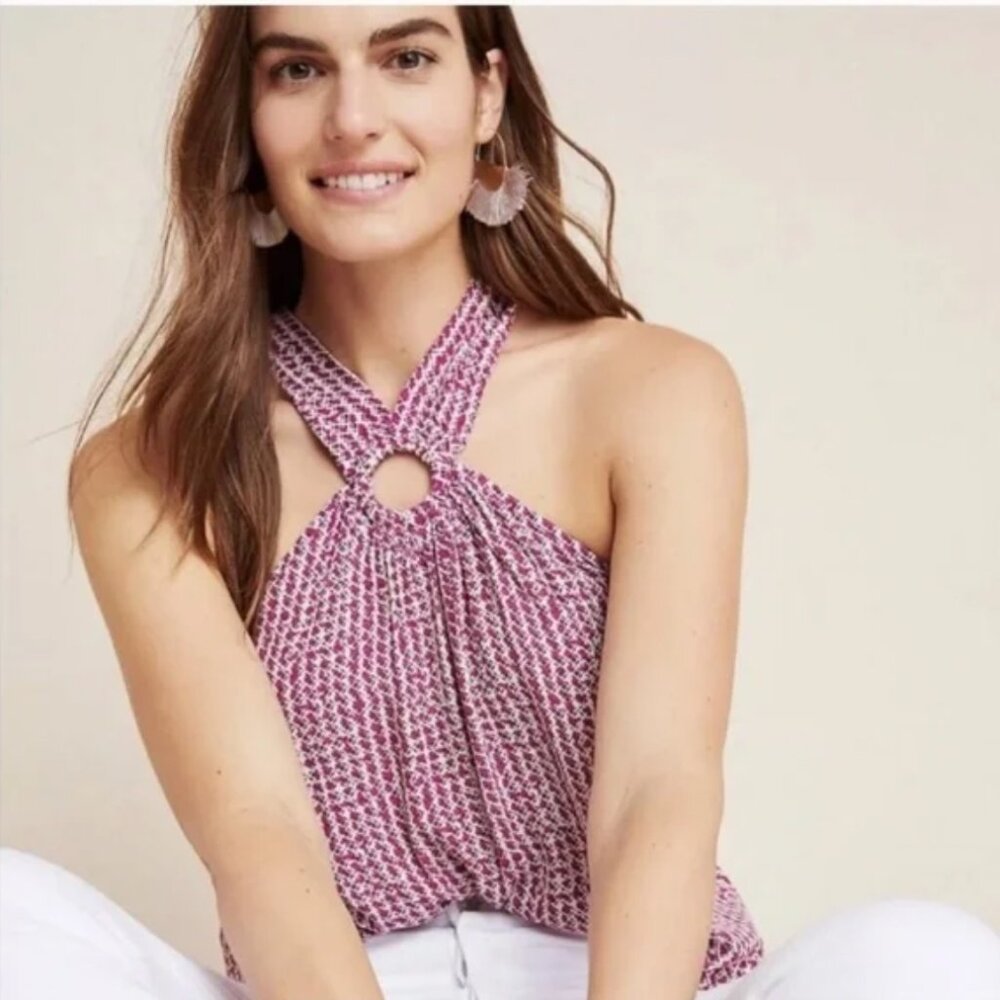 ⭐️ Maeve Mica Sleeveless Halter Vaca Beach Chic Glam Classy Hipster Blouse Top